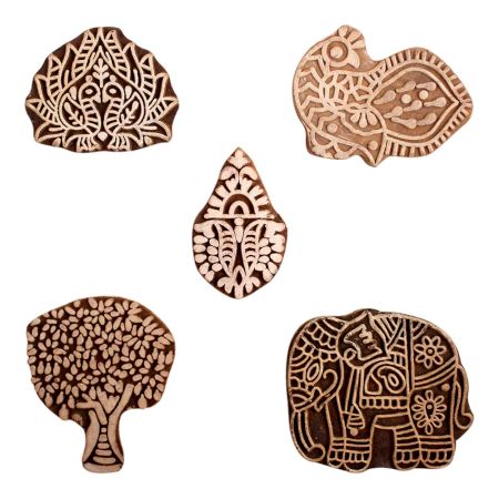 Set of 5 Piece New Mix Wooden Printing Block